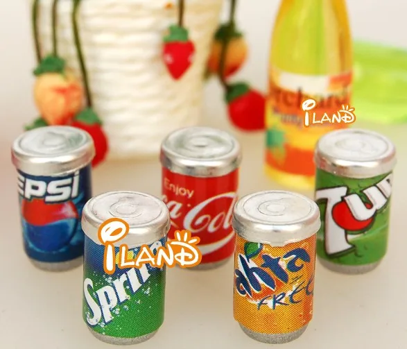 Миниатюрные банки iland 1:12 для кукольного домика, миниатюрные банки для безалкогольного напитка, набор из 5 шт. FE005D