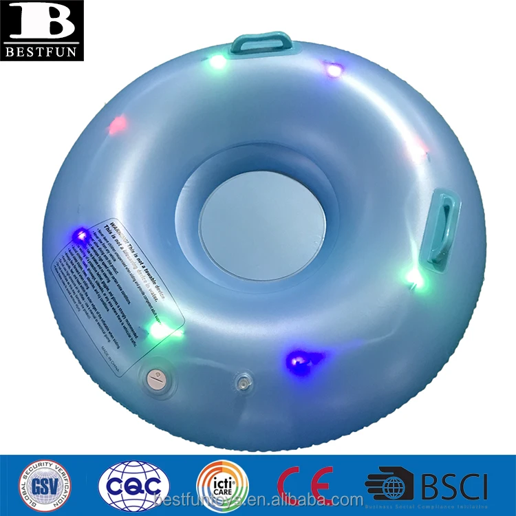 Thick PVC LED Inflatable River Lounger - Lighted Pool Float Lounge Chair with Durable Plastic Raft for Water Swimming