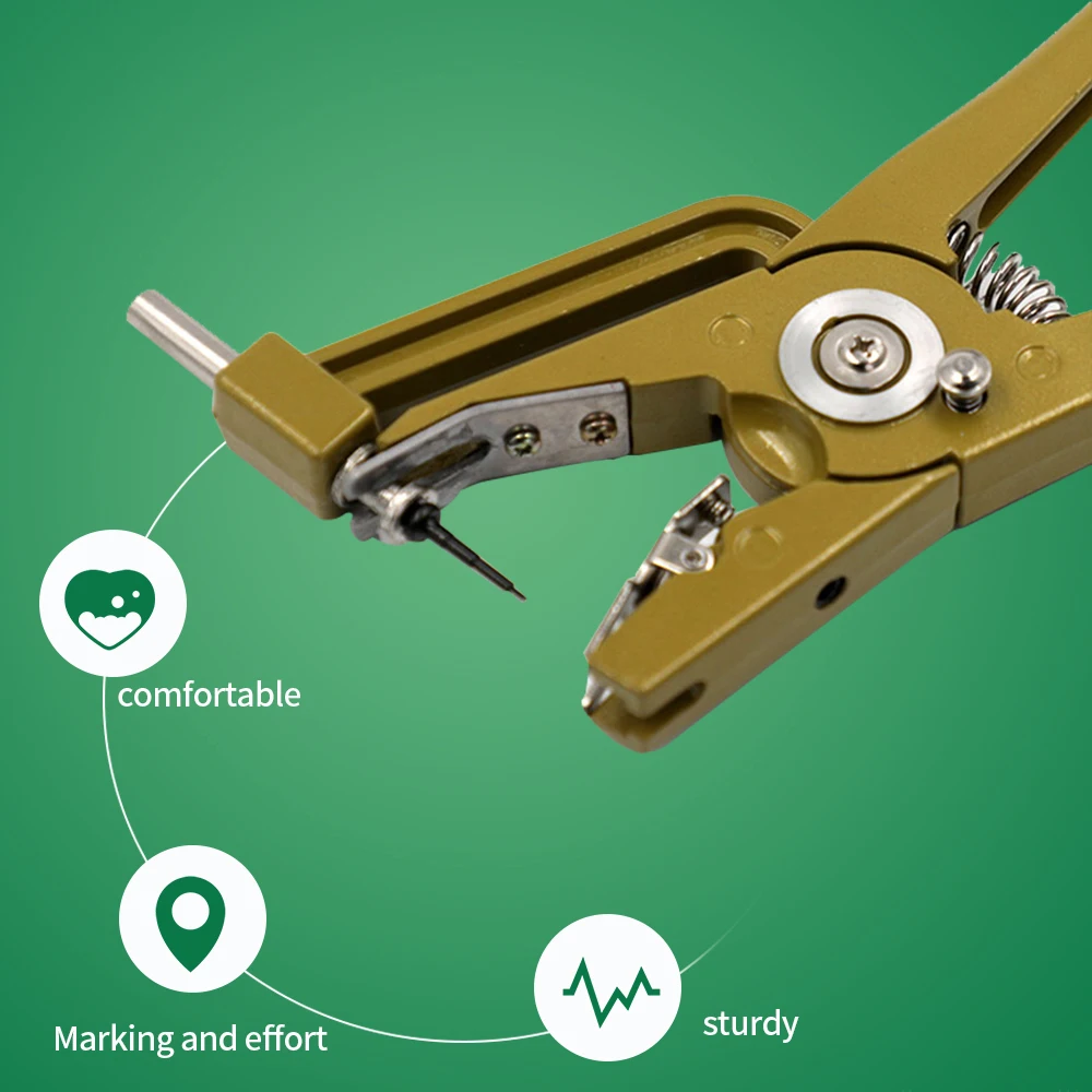 Automatic Rebound Ear Tags Applicator Vertical Hydraulic Ear Tag Pliers Identification Tool for Animal 2pcs Ear Tagger Pins