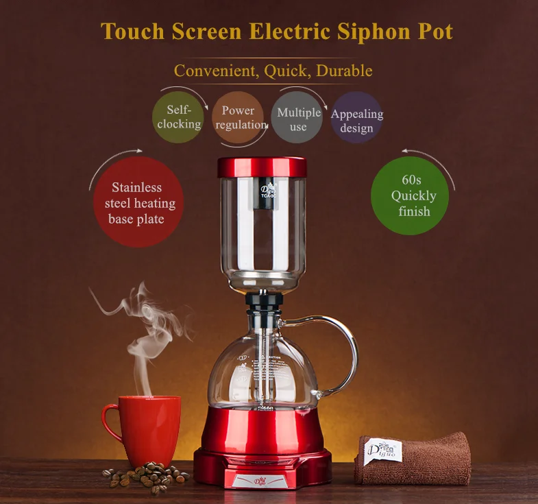 Diguo 2 In 1 Glass Syphon Coffee Maker Half Automatic Electric Siphon