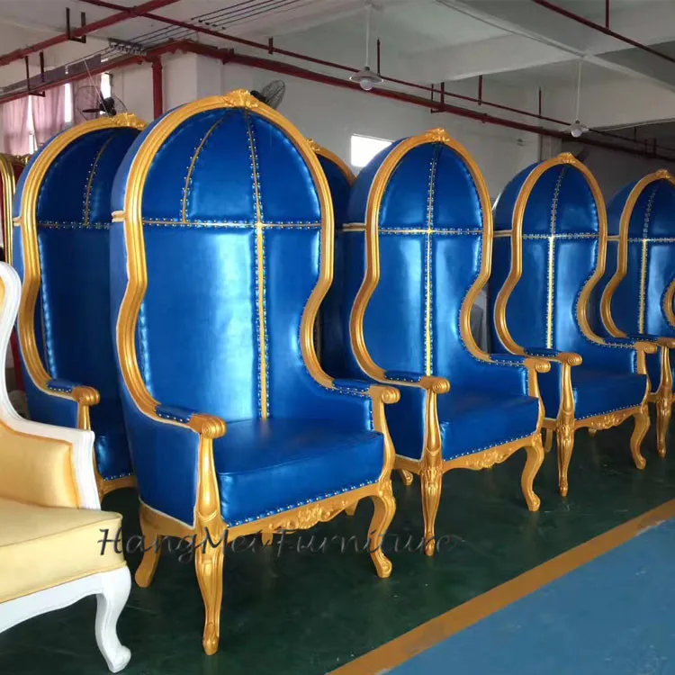 フランスの複製アンティークホワイト布張り鳥かごキャノピーチェア