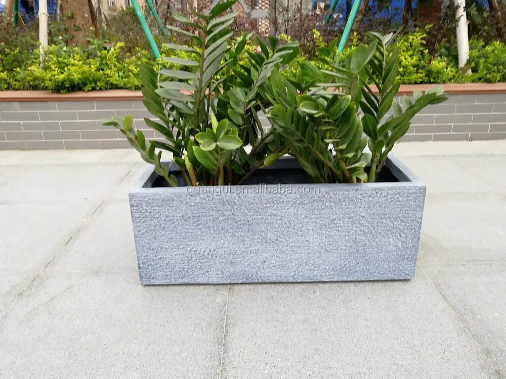 Factory Direct Lightweight Durable High Strength Rectangle Outdoor Concrete Planter Pot Rough Finished