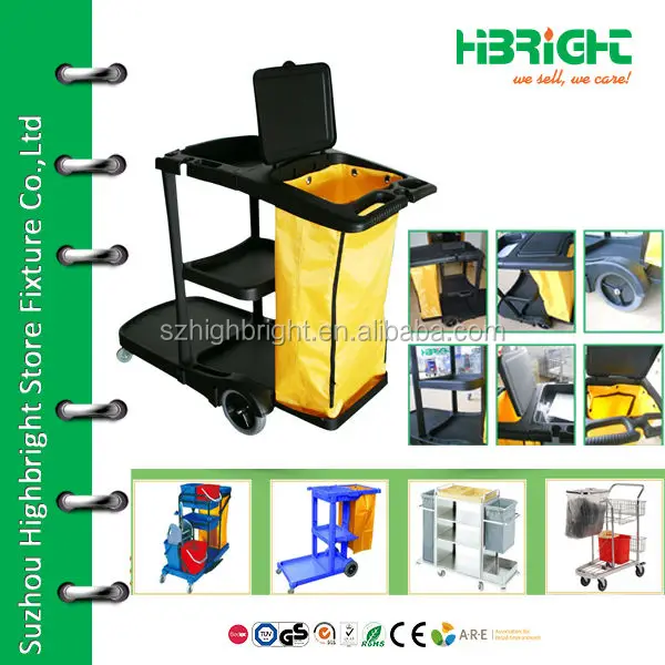 Hotel Housekeeping Maid Cleaning Carts Janitorial Trolley Cleaning Supplies  Service Cart - China Cleaning Cart, Plastic Products