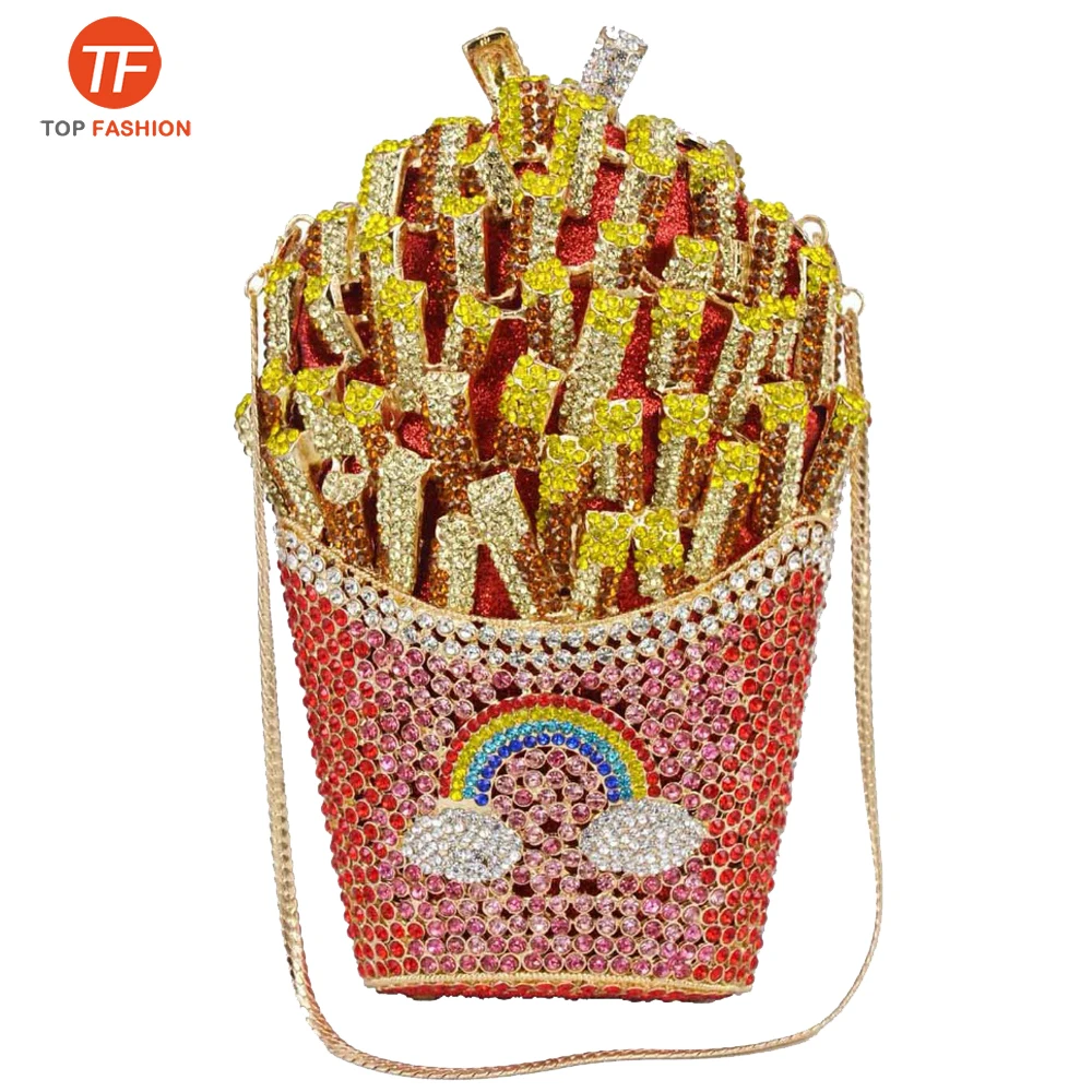 Crystal French Fries Chips Clutch Rhinestone Wedding Party Bag - China  Crystal Clutch Bag and Wallet price