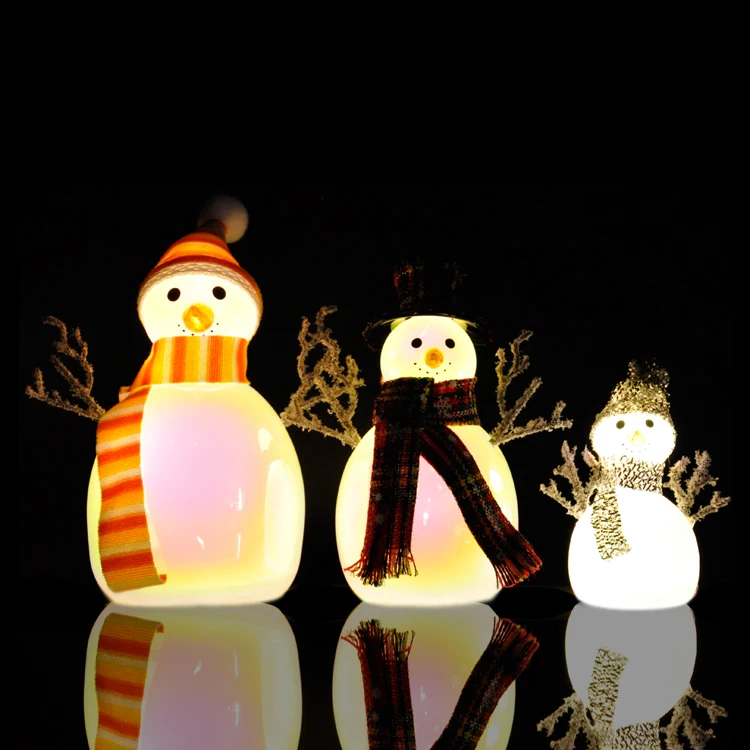 2023 LED Glass Christmas snowman decorative light craft indoor snowman decoration