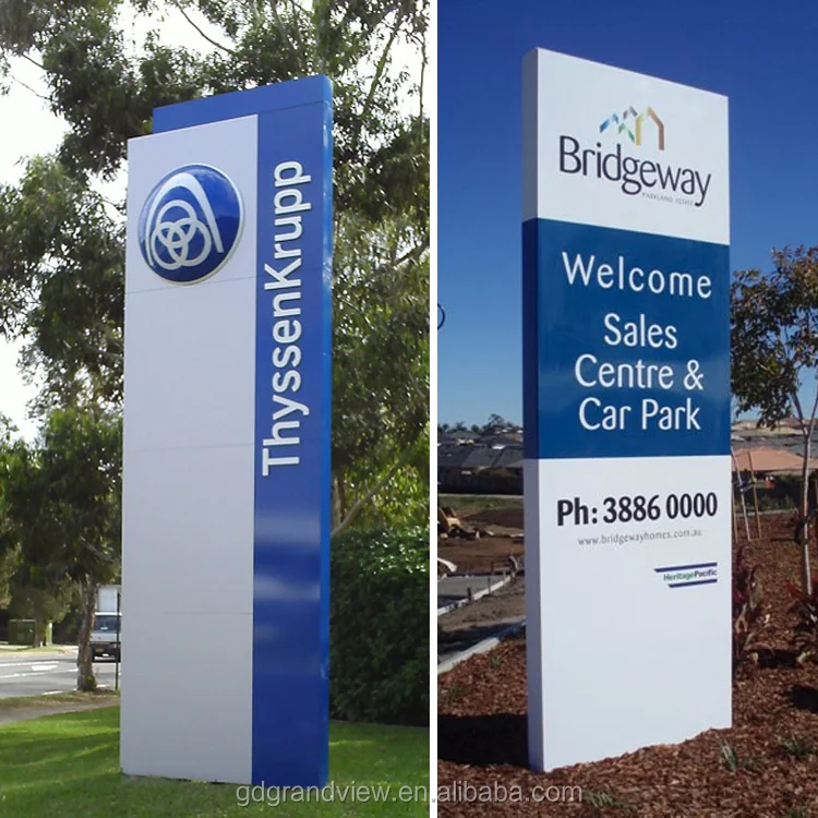 Metal Way Finding Pylon Sign Street Direction Information Guide Post Pylon Sign