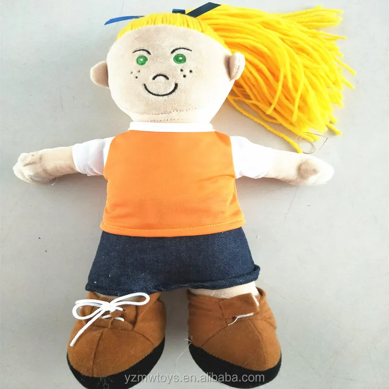Custom 40cm Wool Braided Soft Plush Rag Doll Girl