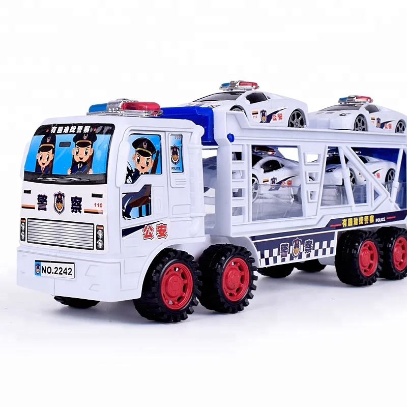 
 4 шт пластиковые литья под давлением полиции армии фрикционная игрушка грузовых автомобилей для детей ролевая игра  
