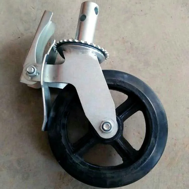 12 Inch Heavy Duty Pu Mobile Ringlock Scaffolding Caster Wheel With Brake Scaffold 12'' Caster Wheel