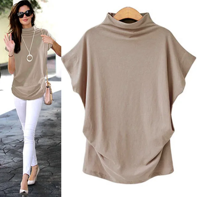 Blus Wanita Lengan Pendek Leher Kura Kura Kemeja Atasan Wanita Blus Kasual Warna Polos Ukuran Plus Untuk Perempuan Buy Top Kemeja Blus Wanita Blus Kemeja Kemeja Blus Product On Alibaba Com