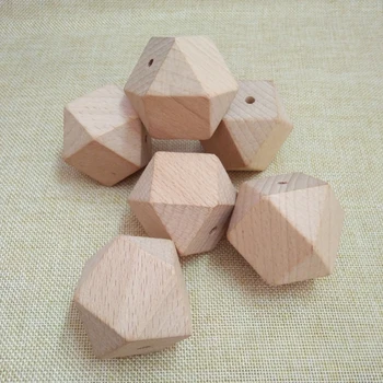 High Quality Natural Wooden Hexagon Beads Solid Geometric Teething Beads