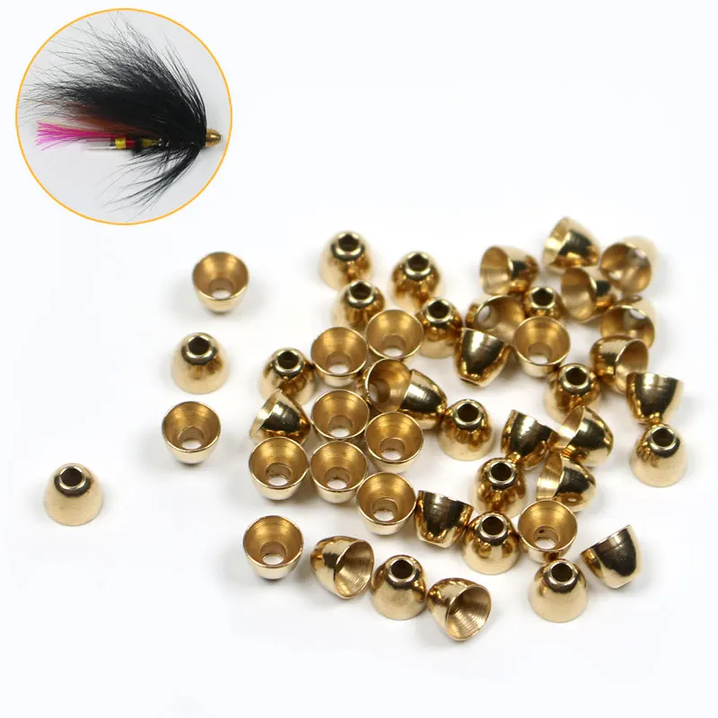 20pcs/lot Copper Brass Cone Heads Tube Flies Streamers Fly Tying Beads Materials 
