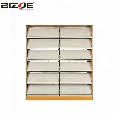 Customized Size Two-Sided Steel Bookshelves Multi-Tiered Modern Design for School Hotel Hospital Furniture & Library Use