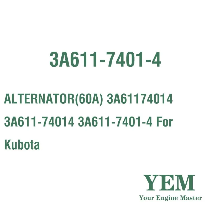 ALTERNATOR(60A) 3A61174014 3A611-74014 3A611-7401-4 for Kubota