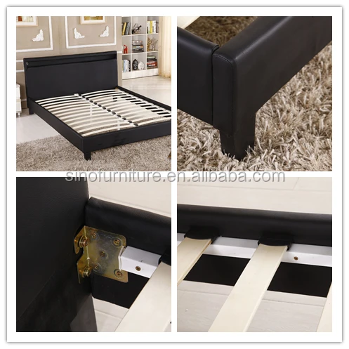 Modern LED Light Home Furniture General Use Double Bed with LED Light