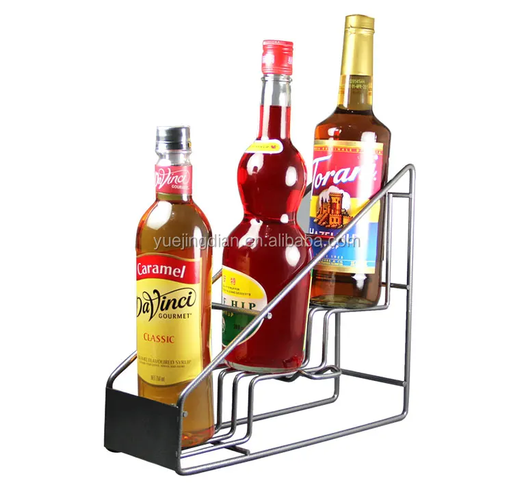 Coffee syrup display rack metal wire smoothie syrup stand cafe storage