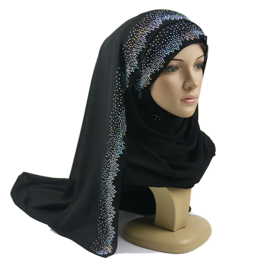Nice Soft Chiffon Hijab Stone Design Edge Chiffon Hijab