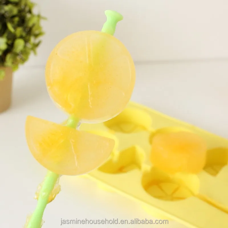 Silicone Ice Cube Popsicle Molds with Sticks  Whisky Lemon Shape Silicone Ice Cube Tray with PP Sticks