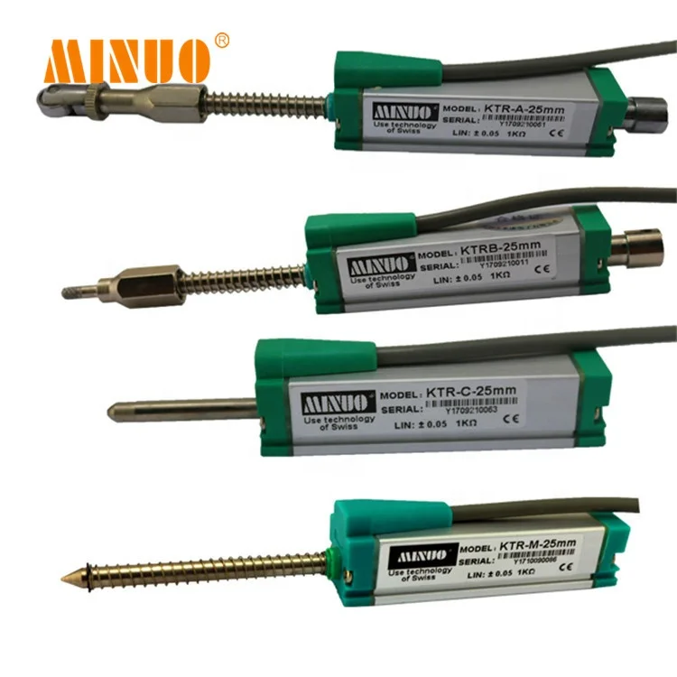 KTR Linear Displacement Sensor - 10mm, 25mm, 50mm, 75mm, 100mm Ranges, Miniature Spring Return, Automatic Reset For Position Measurement
