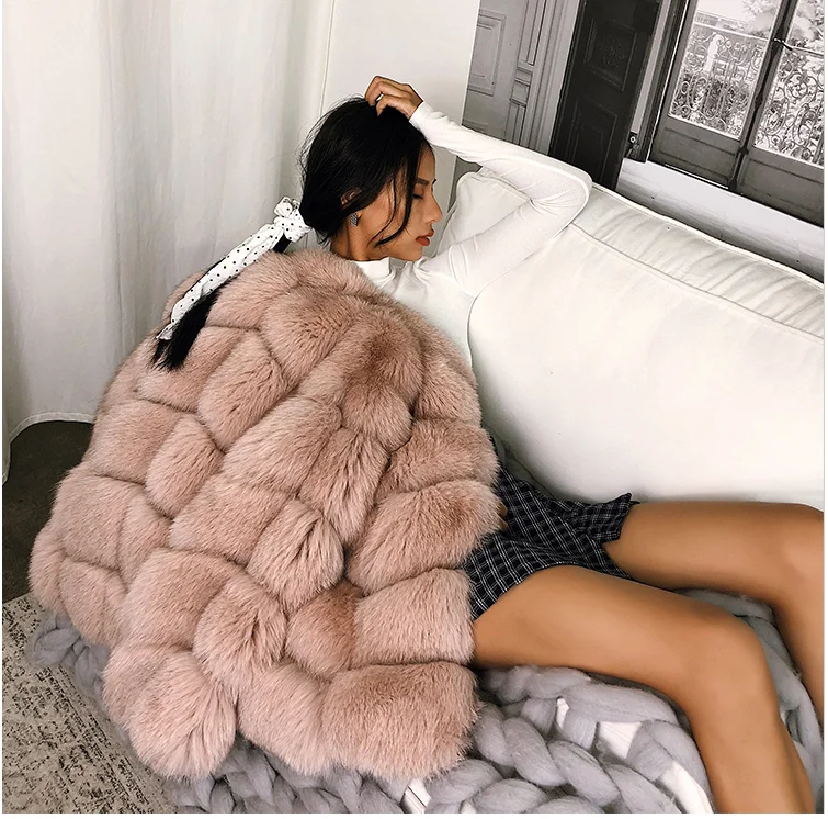 Camel Fox Fur Jacket Real Fur Coat Real Fur Jacket Winter 