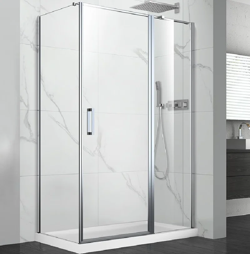 Free Standing Frameless Tempered Glass Pivot Shower Cubicles Enclosure