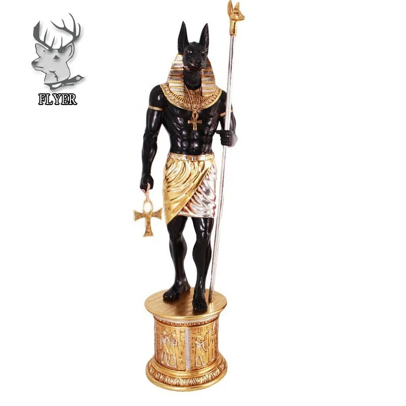 Home Decor Life Size Egyptian Anubis Holding Staff God of Aferlife & Dead Inpu Statue