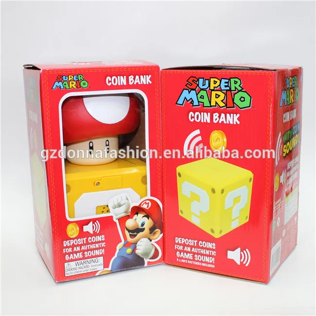 Source Super Mario Bros coin bank cogumelo Figura brinquedos