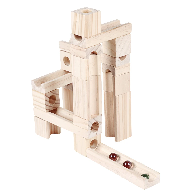 Onshine 45 Pcs Wooden Marble Building Blocks Set For Kids 5-7