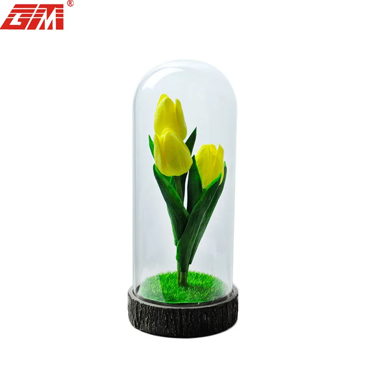 Decorative preserved tulip in glass dome with led light factory