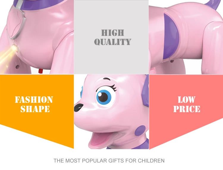 Розовый ходящий щенок интерактивные игрушки Пластиковые rc робот собака продукты