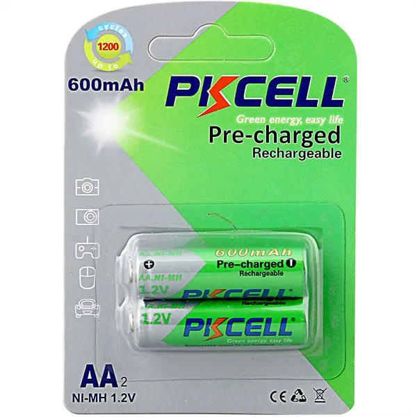 PKCELL перезаряжаемая Nimh аккумуляторная батарея с низким саморазрядом AA 600 мАч 1 2 в для часов дверных звонков