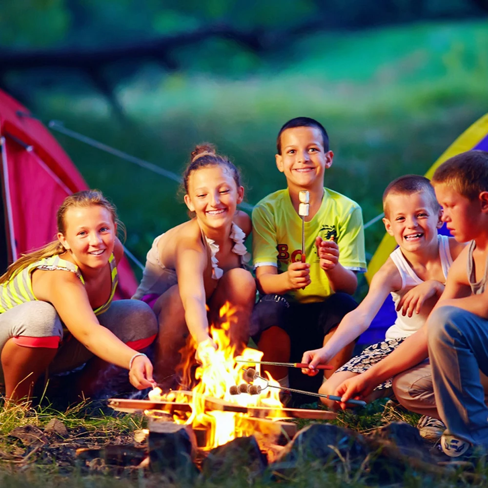 Раздвижные палочки для кемпинга с запеканием зефира вилка хот-догов вращающиеся телескопические барбекю