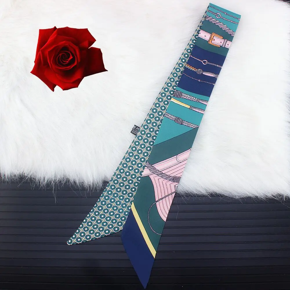 Цифровая печать 100% Twill Шелковый шарф для женщин новые роскошные брендовые обтягивающие платок на голову ремень с рисунком ложки длинной ручкой сумка