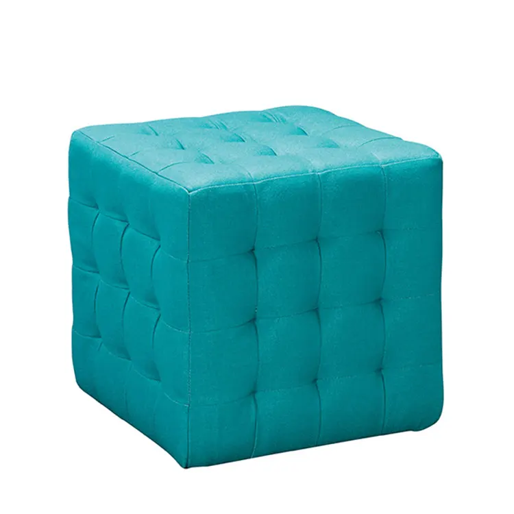 Competitive Price Most Popular Rose Red Fabric Square Stool Ottoman Pouf
