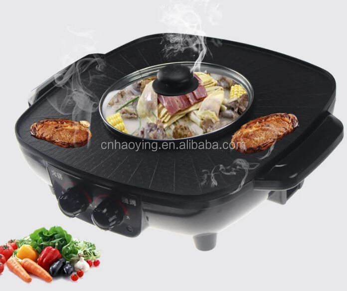 Multifunctional Square Electric Hot Pot With Bbq Grill Buy Shabu