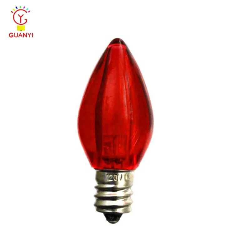 For UL C7 LED Bulb with Smooth Transparent Lighting Red Candle Type
