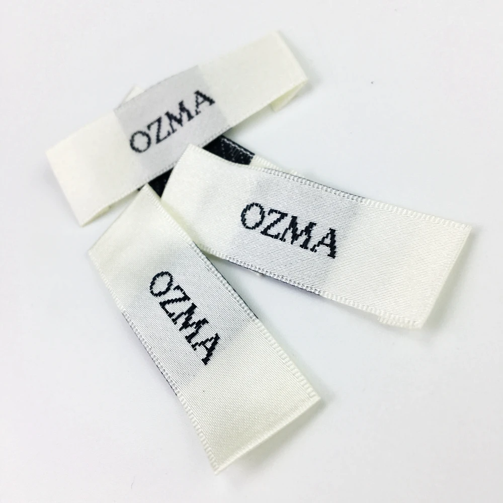 Customize 1000 pcs/lot Wood shuttle satin woven label selvage edge