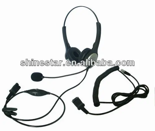 
Бинауральные наушники гарнитура с микрофоном QD cord/RJ-11 -9/USB/DC/регулятор громкости 