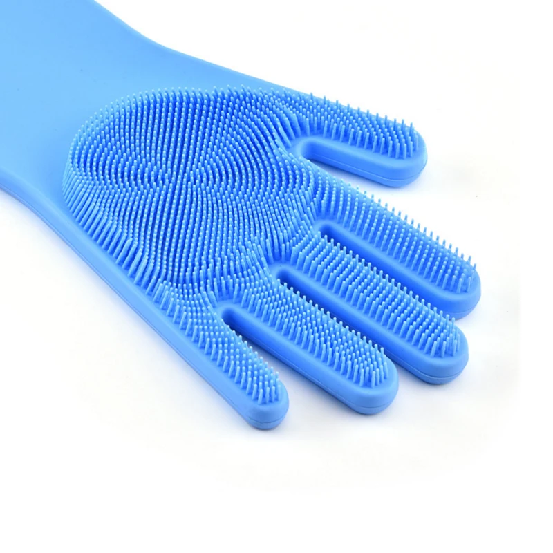 Силиконовые перчатки для мытья посуды многоразовая щетка с пятью