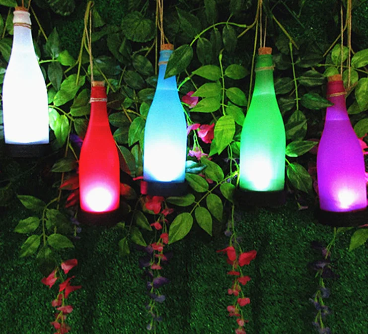 High power led glass holiday wine bottle light outdoor solar hanging lamp