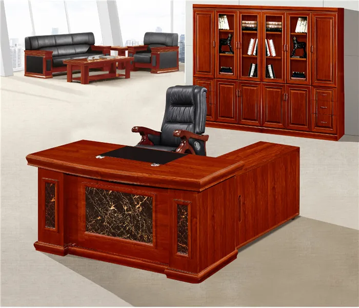 Classic Wooden Standard Office Furniture Dimensions L Shape Office Desk