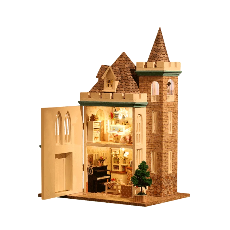 IIECREATE Moonlight Castle 3D DIY Wooden Puzzle Handmade Craft Unisex Adult  Miniature Doll House Unique Adult Toy