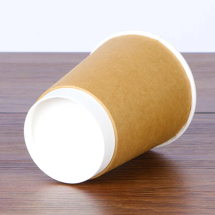 
 8 унций 12 унций 16 унций стаканчик из крафт-бумаги с двойными стенками для горячего кофе с пластиковой крышкой печать на заказ  