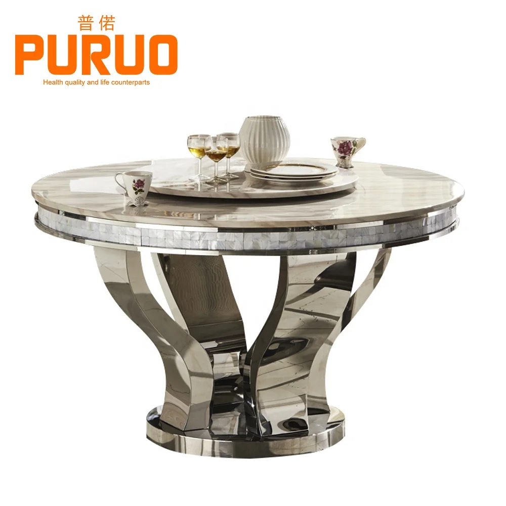 Luxury Quality Stainless Steel Legs Round Dining Table With Rotating Center Buy Dining Table For Living Room
