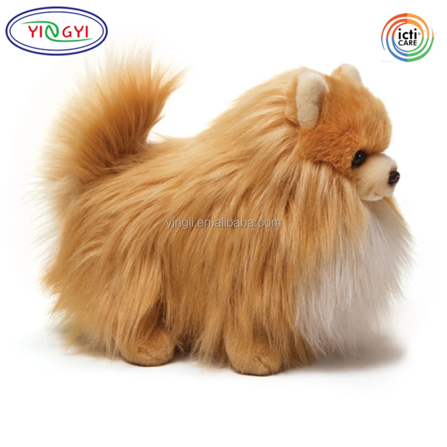 D684 Fluffy Pomeranian Dog Toy Real Plush Dog Stuffed Animal