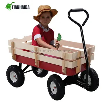 Bollerwagen All Terrain Wagon Big Wheel Garden Red Steel Full Size Wood ...