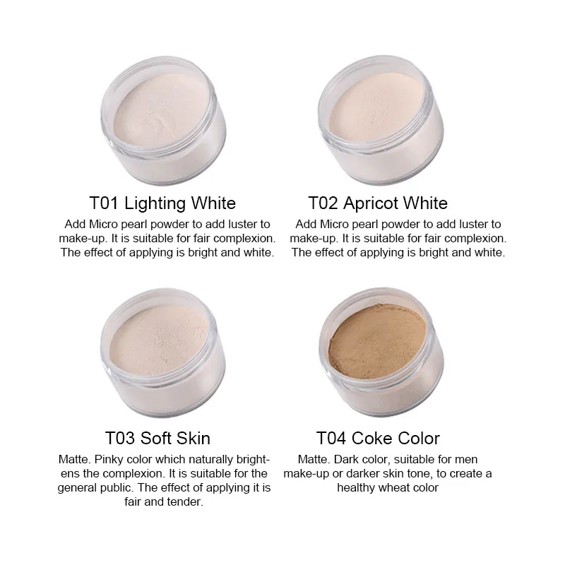Full Coverage Cream Foundation Face Powder Makeup Light Medium and Tan Skin Tones Finish and Shine Control Loose Setting Powder