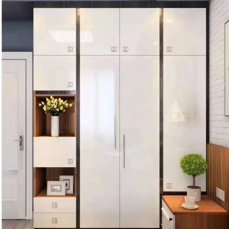 Luxury Custom Free Sample Philippines Style White Solid Wood Bedroom Wardrobe Cabinet With Simple Design
