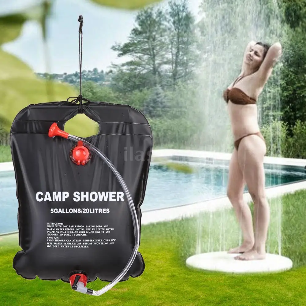 20L Solar Energy Heated Camp Water Bag Shower Outdoor Camping Bathing Bag 