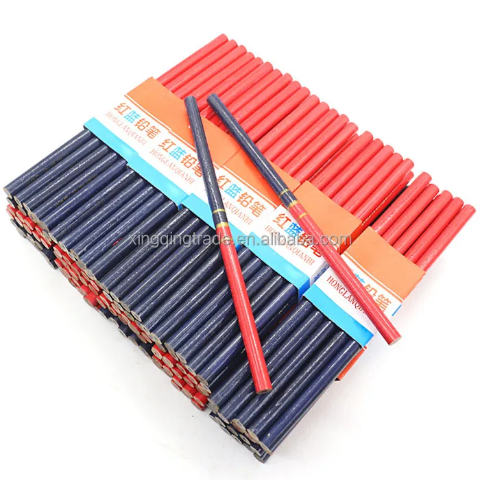 Carpenter Pencils Blue Red Lead DIY Builders Joiner Woodworking Thick Round Tool 